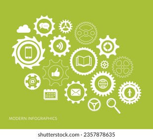 White vector design template gear wheels concept