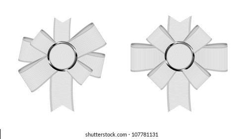 White vector detailed textured ribbon textile bow knots collection