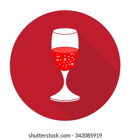 White vector drink on color circle background.