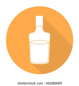 White vector drink on color circle background.