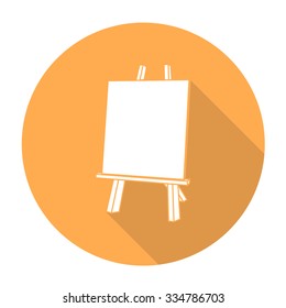 White vector easel painting on color circle background.