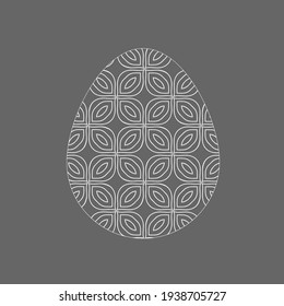 A White Vector Easter egg with abstract pattern isolated on a gray background