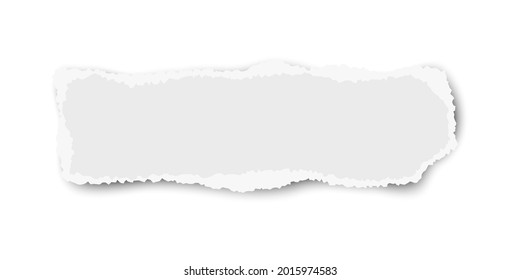 White vector elongate paper tear wisp with soft shadow isolated