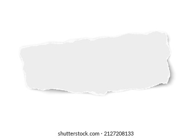 White vector elongate paper tear with soft shadow isolated on white background