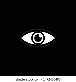 white vector eye icon on a black background for web