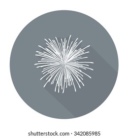 White vector Fireworks on color circle background.