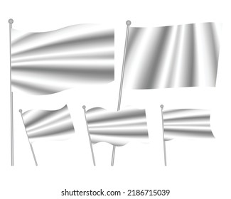 White vector flags. A set of 5 wavy 3D flags created using gradient meshes
