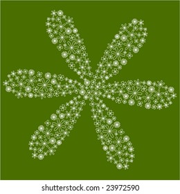 white vector flower on green background