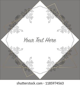 White vector frame with grey floral wreath