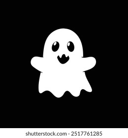 A white vector ghost floating against a dark backdrop