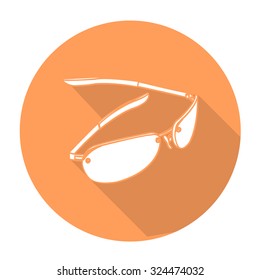 White vector glasses on color circle background.