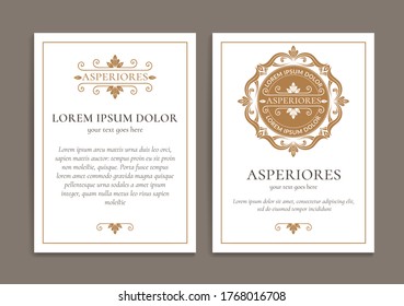Weiße Vektor-Grußkarte mit beigem Luxus-Rahmen-Template. Ideal für Einladung, Flyer, Menü, Broschüre, Monogramm, Hintergrund, Tapete, Dekoration, Verpackung oder jede erwünschte Idee.
