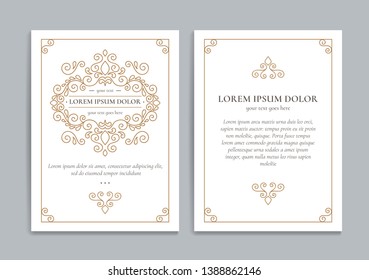 Weiße Vektor-Grußkarte mit goldener luxuriöser Rahmenvorlage. Ideal für Einladung, Flyer, Menü, Broschüre, Monogramm, Hintergrund, Tapete, Dekoration, Verpackung oder jede erwünschte Idee.