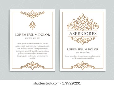 Weiße Vektor-Grußkarte mit goldener luxuriöser Rahmenvorlage. Ideal für Einladung, Flyer, Menü, Broschüre, Monogramm, Hintergrund, Tapete, Dekoration, Verpackung oder jede erwünschte Idee.