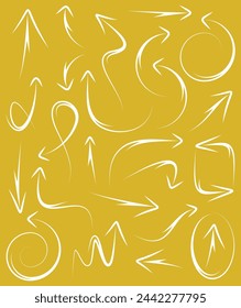 Conjunto de flechas de garabato dibujado a mano vector blanco