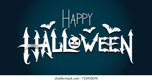 White vector happy halloween lettering