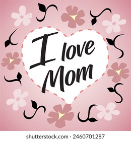 Vector Blanco Corazón Mamá Flores