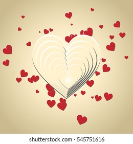 white vector heart as symbol of love for valentine's day decoration or wedding ornament