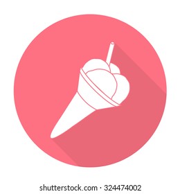 White vector Ice cream on color circle background.