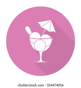 White vector Ice cream on color circle background.