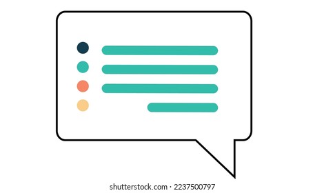 Weißes Vektorsymbol "message" mit blauen Textzeilen