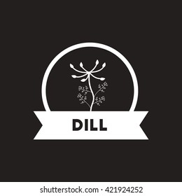 white vector icon on black background Kitchenware seasoning dill