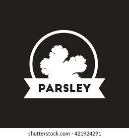 white vector icon on black background Kitchenware seasoning parsley