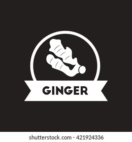 white vector icon on black background Kitchenware seasoning ginger