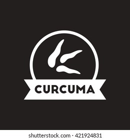 white vector icon on black background Kitchenware seasoning curcuma