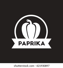 white vector icon on black background paprika emblem