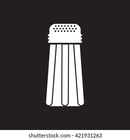 white vector icon on black background salt shaker