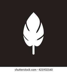white vector icon on black background tree leaf