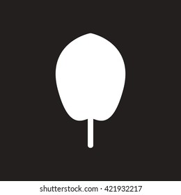 white vector icon on black background tree leaf
