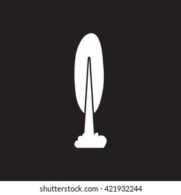 white vector icon on black background tree silhouette