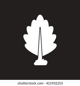 white vector icon on black background tree silhouette