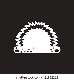 white vector icon on black background grass and bush