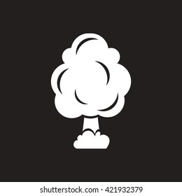 white vector icon on black background tree silhouette