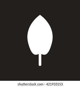 white vector icon on black background tree leaf