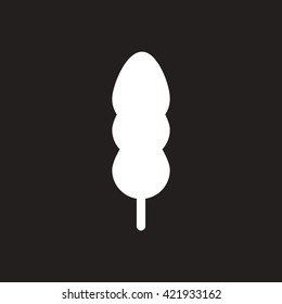 white vector icon on black background tree leaf
