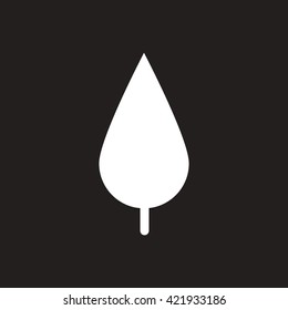 white vector icon on black background tree leaf