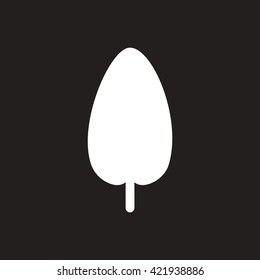 white vector icon on black background tree leaf