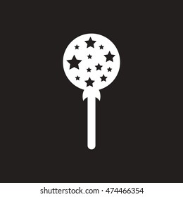 white vector icon on black background  bonbon candy 