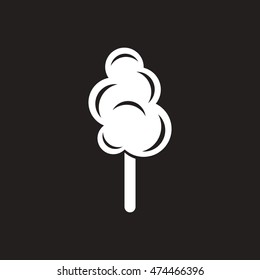 white vector icon on black background  cotton candy
