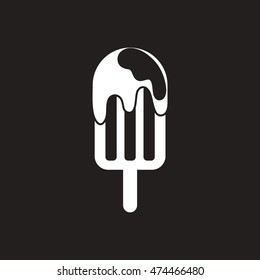 white vector icon on black background  ice cream
