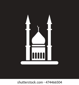 white vector icon on black background  ramadan festival