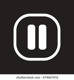 white vector icon on black background  button music 