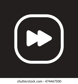 white vector icon on black background  button music 
