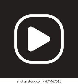 white vector icon on black background  button music 