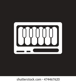white vector icon on black background  musical instrument
