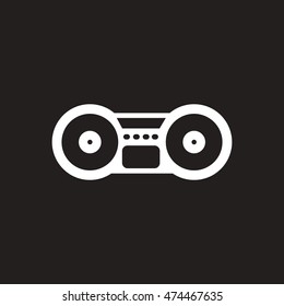 white vector icon on black background  musical instrument